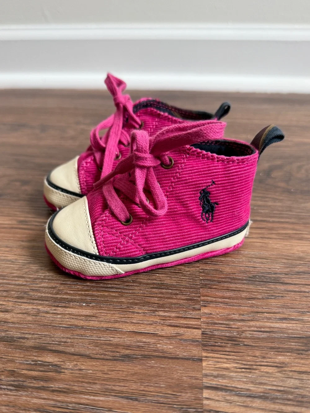 Ralph Lauren Pink Corduroy Sneakers Shoes Size 3C kids toddler child
